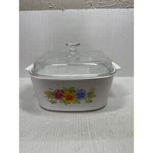 Vintage CorningWare Summer Blush Pansy Casserole Dish Bakeware with Lid A-5-B‎